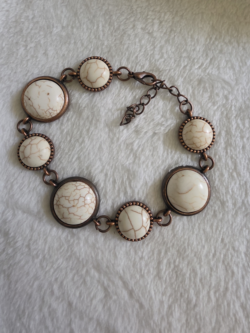 Paparazzi Turn Up The Terra Copper White Stone Bracelet Western Boho Rustic Nwot